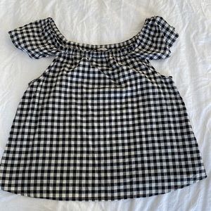 J Crew off the shoulder black and white check. Size M